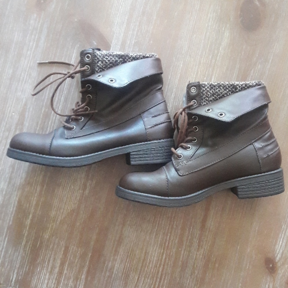 Brown lace up ankle boots